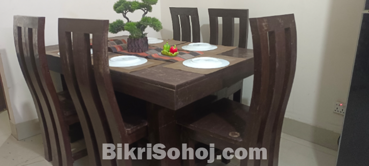 Dining Table with 6 Chair (Wooden)